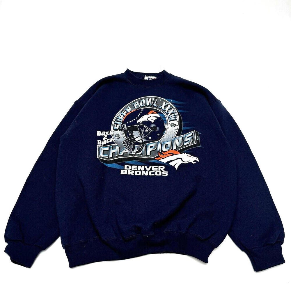 VINTAGE Denver Broncos Large Super Bowl 32 Champions Logo Athletic 90s Sweater